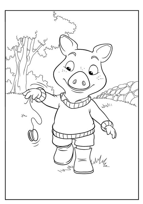 Plansa de colorat cu Aventurile lui Piggley 34 28